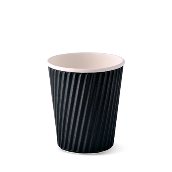 Picture of CUP PAPER BLACK RIPPLE HOT 8oz  25x40