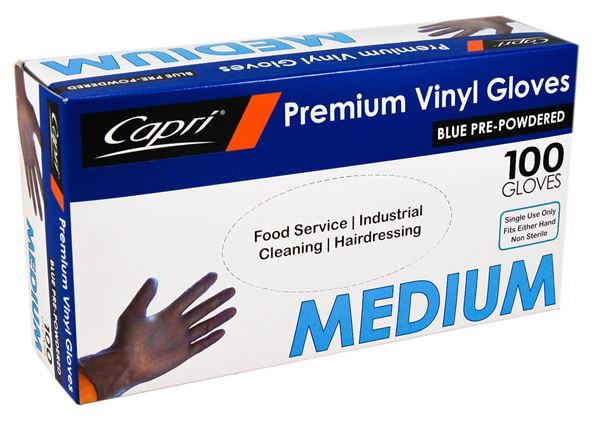 Picture of VINYL POW BLUE GLOVES  MEDIUM 10x100