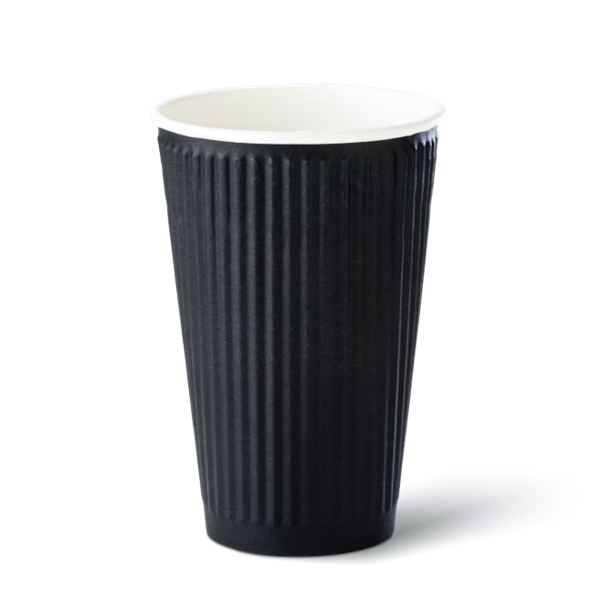 Picture of PAPER CUP 16oz BLACK RIPPLE 20 x 25