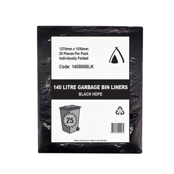 Picture of BIN LINERS 140LT 1270x1030 BLACK 200/CTN