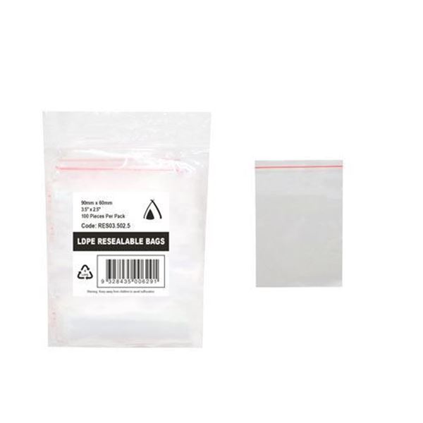 Picture of RESEALABLE BAG LDPE 90x60 (3.5x2.5)